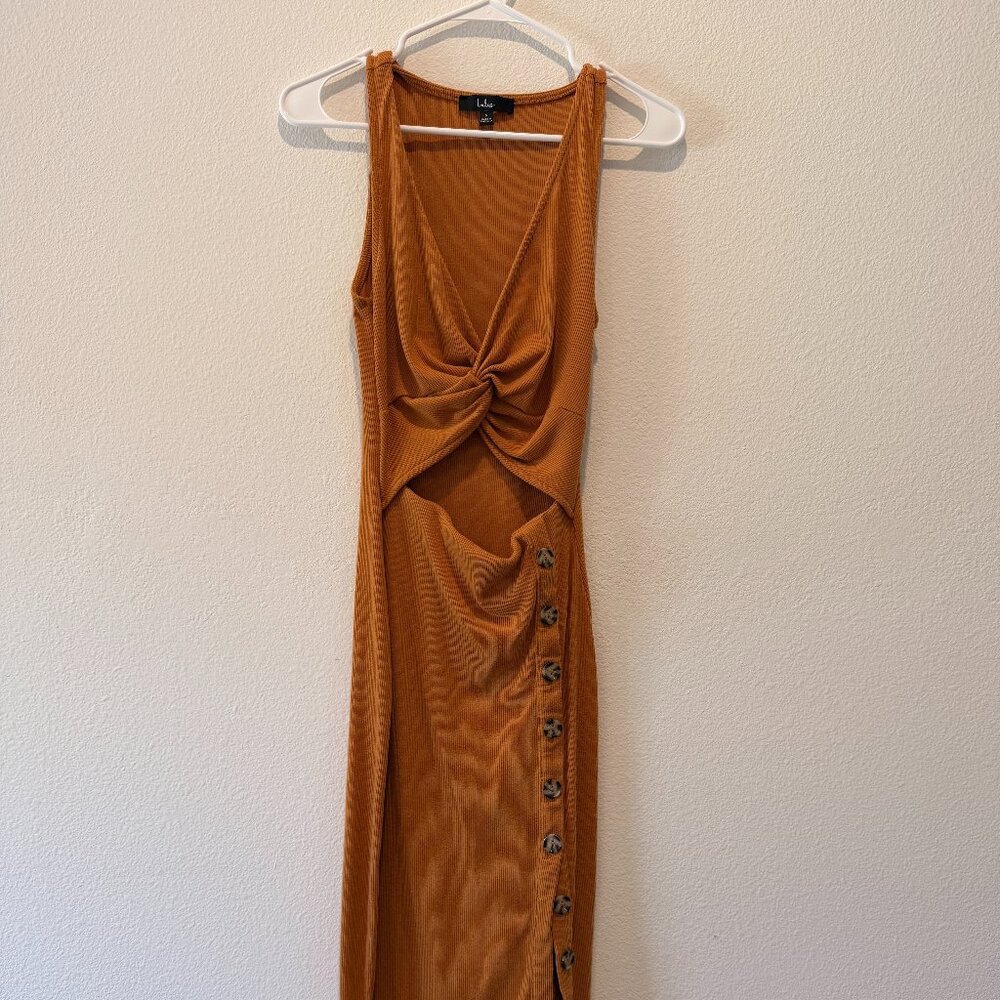Orange midi knit dress (Lulu's)